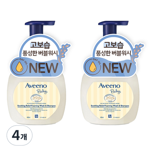 아비노베이비 수딩 릴리프 포밍 워시 앤 샴푸, 400ml, 4개