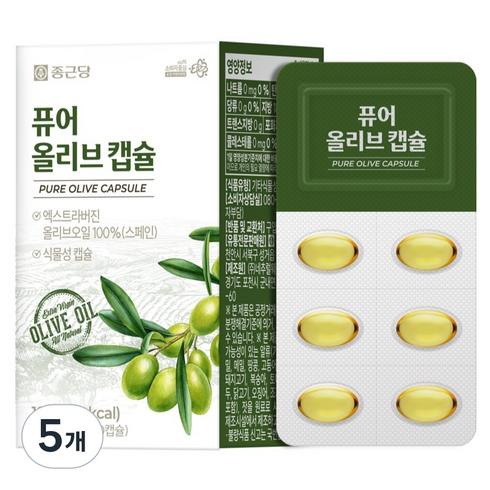종근당 퓨어 엑스트라 버진 올리브 오일 30p, 18g, 5개