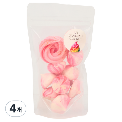 아리감성 포켓형 딸기 머랭쿠키, 4개, 14g