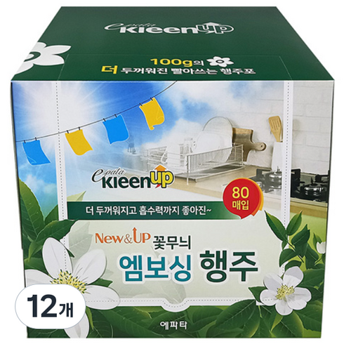 에파타클린업 꽃무늬 엠보싱 행주, 80개, 12개