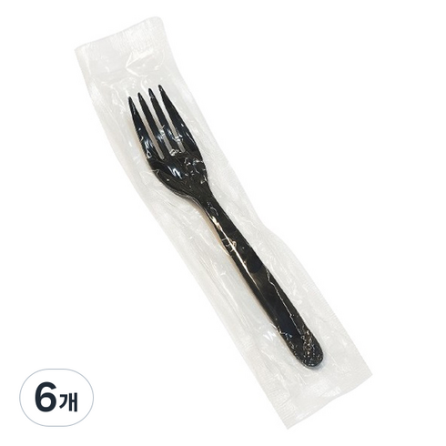 이로울생활 일회용 포크 블랙 개별포장, 100개입, 6개
