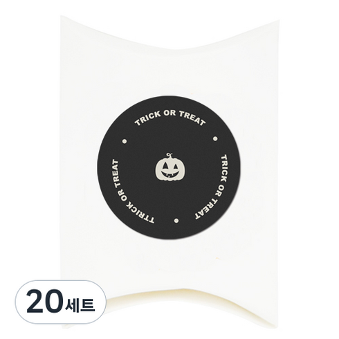 도나앤데코 아주작은반달상자 화이트30p + 할로윈 모던 trick or treat 펌킨 원형 4.5cm스티커 30p, 20세트