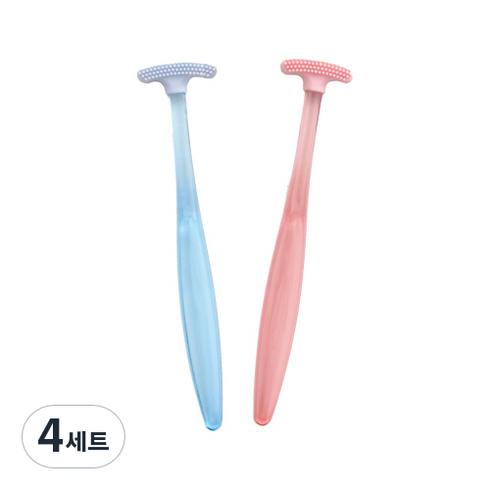 오픈스페이스 휴대용 TPR 혀클리너 핑크 + 블루 2종, 6g, 4세트