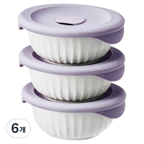 락앤락 바로한끼 도자기 밥용기 바이올렛 250ml, 6개, 밥용기 3p
