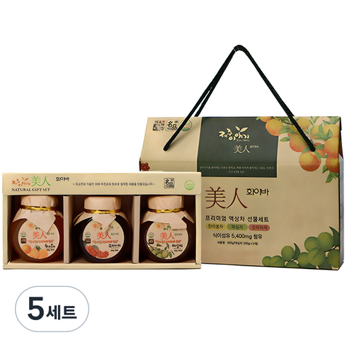 제주이야기 미인 화이바 꼬마 3종 액상차 선물세트, 미인 한라봉차 200g + 오미자차 200g + 매실차 200g, 5세트