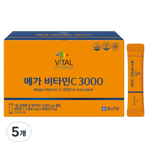 바이탈프로그램 종근당 바이탈 프로그램 메가비타민C 3000 90p, 270g, 5개