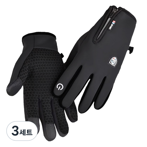 실버캐스트 방한 낚시 자전거 장갑 양손착용 세트 SCFGW, 블랙, 3세트