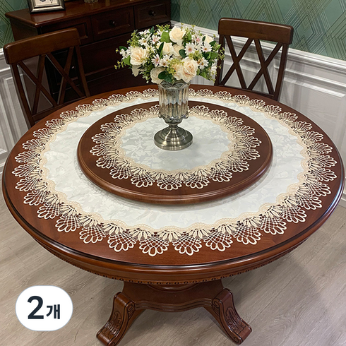 마켓A 럭셔리 라운드 테이블보, TYPE2, 110cm, 2개
