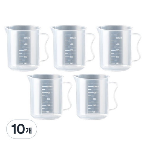 리빙메이커 BPAfree 다용도 튼튼한 플라스틱 계량컵 비커 500ml, 10개