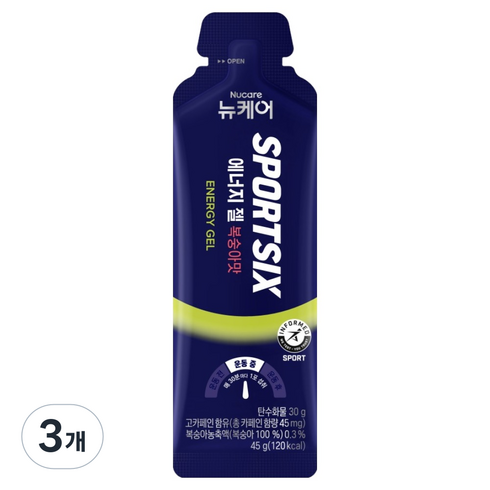 뉴케어스포식스 에너지 젤 복숭아맛, 45g, 3개