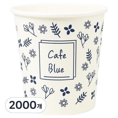 이로울생활 카페블루 인쇄 종이컵 180ml, 2개, 1000개입
