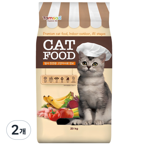 탐사 전연령용 고양이 사료, 20kg, 2개, 닭
