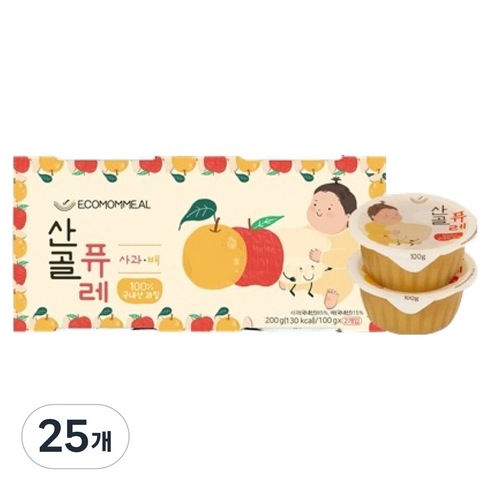 에코맘의산골이유식 산골퓨레, 25개, 200g, 혼합맛(사과/배)