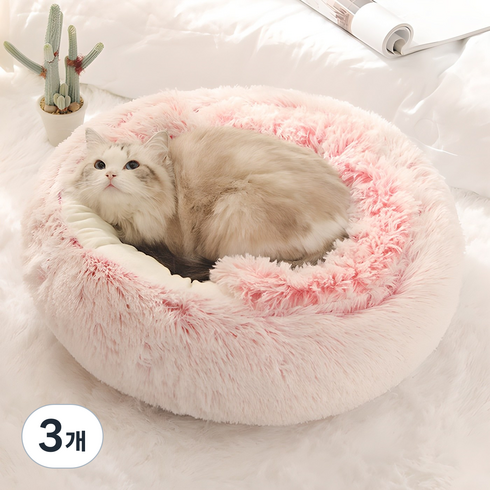 딩동펫 반려동물 슈가 동굴방석, 핑크, 3개
