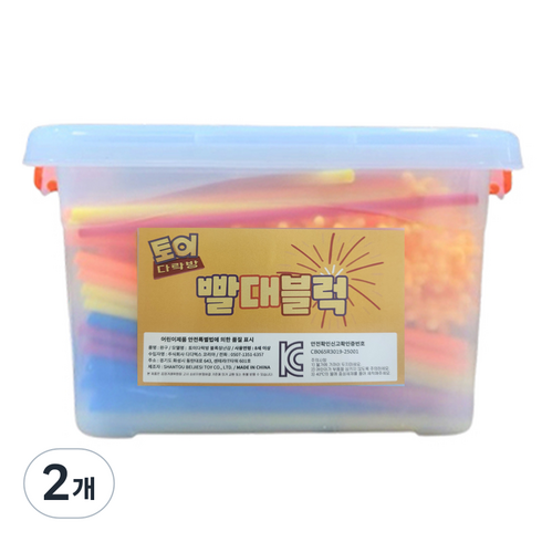 토이다락방 빨대블록 300p + 커넥터 200p, 혼합색상, 2개