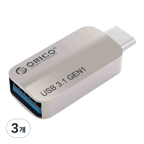 테크맨 고속 데이터 OTG 젠더 USB 3.1 Type-C, 3cm, 실버, 3개