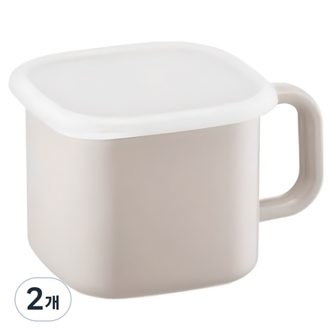 락앤락 인덕션 슈트 멜로우 법랑 사각 캐니스터 코튼 아이보리, 19cm, 2개
