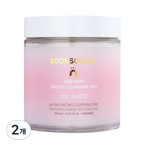 순수자아 원스텝 워터 클렌징 패드 370ml, 100매입, 2개
