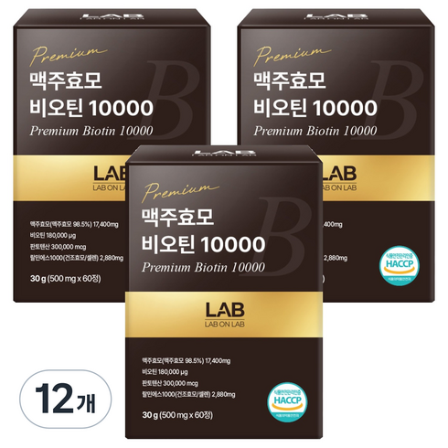 랩온랩 맥주효모 비오틴 10000, 60정, 12개