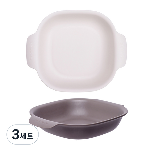 나인웨어 국산 프렌즈 사각 샐러드볼 2P, 아이보리+그레이, 3세트