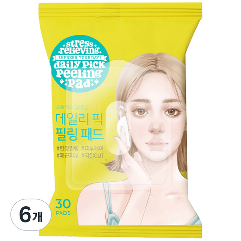 [비건뷰티] 아리얼 데일리 픽 필링패드, 30매입, 6개