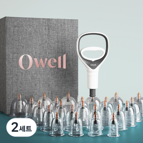 Owell 수동식 부항기 컵 24p + 연결호스 + 핸들펌프, 2세트