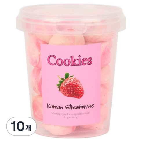 아리감성 딸기 머랭쿠키 원통형, 38g, 10개