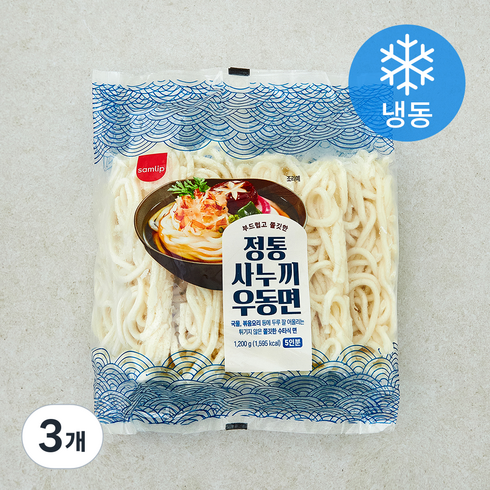삼립 정통 사누끼 우동면 5인분 (냉동), 1.2kg, 3개