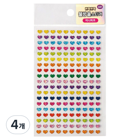 다꾸 반짝반짝 물방울 스티커, 미니하트, 4개
