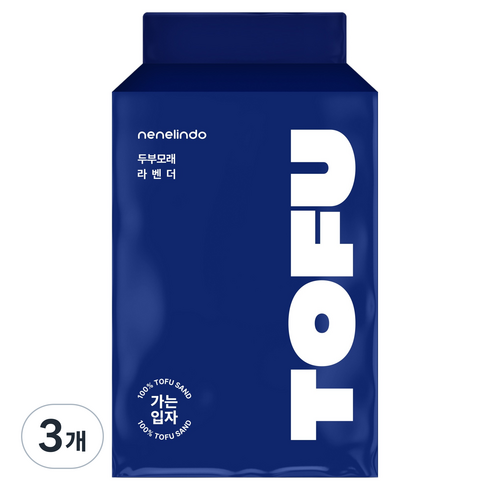 네네린도 고양이가는입자 두부모래 4p, 18kg, 3개, 라벤더향