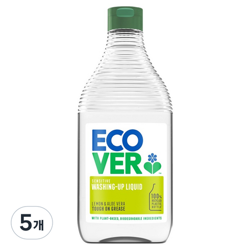 에코버 레몬 & 알로에베라 주방용 세제, 450ml, 5개