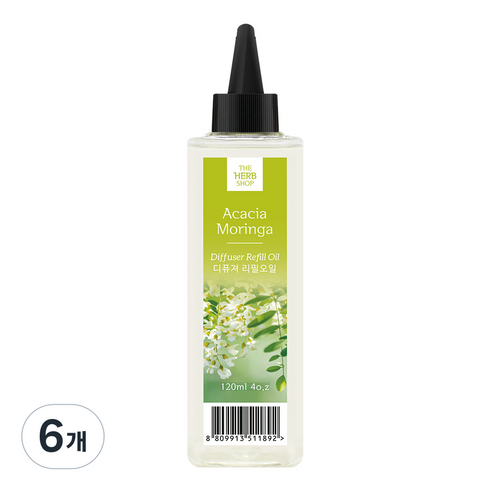 더허브샵 디퓨저 리필 오일, 아카시아 모링가, 120ml, 6개