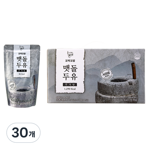 꼬박꼬밥 서리태 무가당 맷돌두유, 190ml, 30개