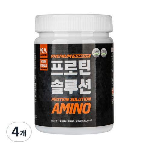 프로틴솔루션 무맛 필수 아미노산 8종 + 글루타민 보충제, 300g, 4개