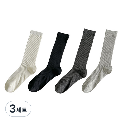 핫데이썸 골프 중목 나삭스 4족 세트, 블랙, 그레이, 진그레이, 화이트, 3세트