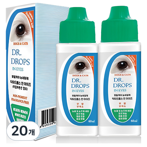 닥터드롭스 인 아이즈 반려동물 눈세정제, 60ml, 20개