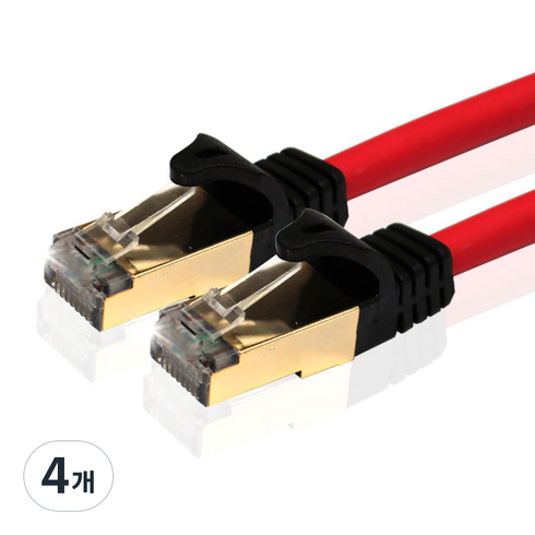 넥시 CAT7 S-STP 랜선 UTP 인터넷 랜케이블, 1m, 레드, 4개