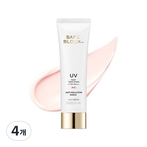 미샤 세이프블록 RX UV 로지 톤업 선크림 SPF50+ PA++++, 4개, 50ml