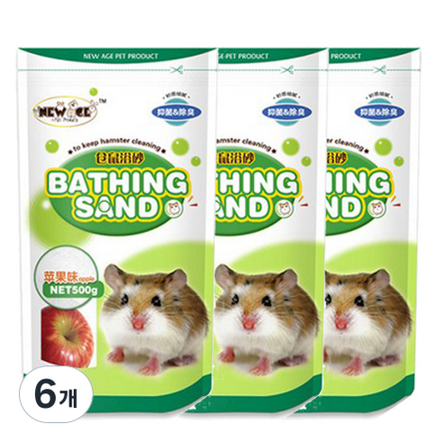 뉴에이지 햄스터 목욕모래 사과향 NA-H008, 500g, 6개