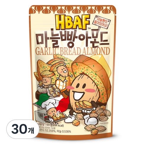 바프 마늘빵 아몬드, 190g, 30개
