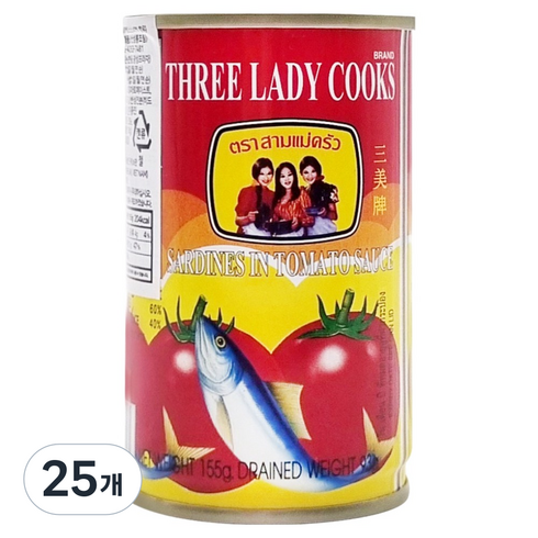 쓰리레이디쿡스 정어리 인 토마토소스, 25개, 155g