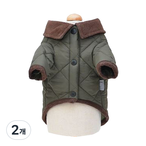 웜하트 반려동물 자켓, 카키, 2개