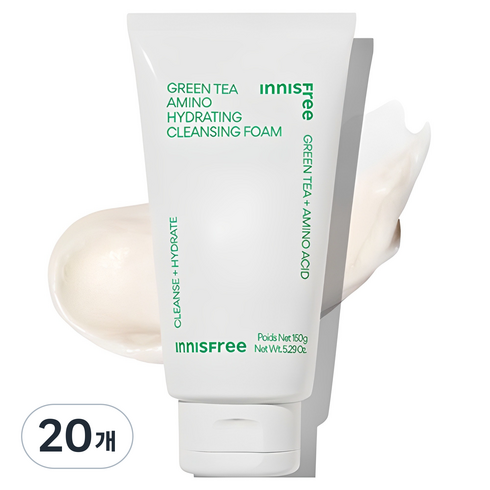 이니스프리 그린티 아미노 수분 클렌징 폼, 150ml, 20개