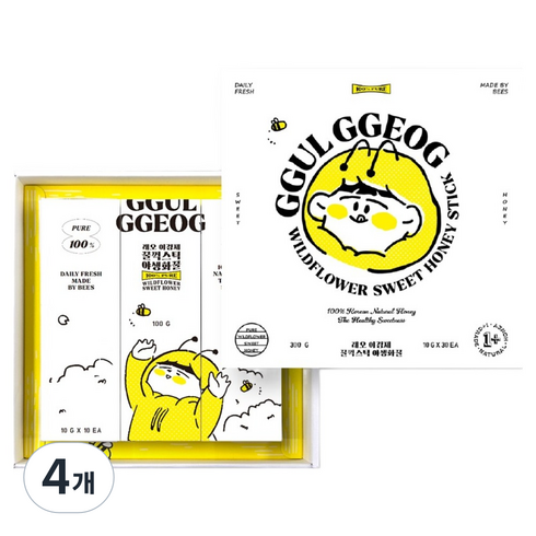래오이경제 꿀꺽 야생화 벌꿀 스틱 30p, 300g, 4개