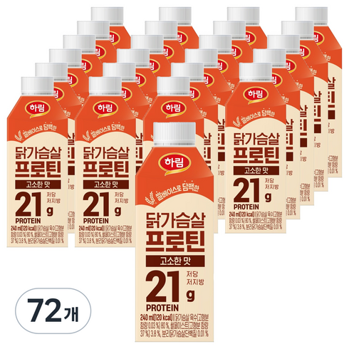 하림 닭가슴살 프로틴 음료 고소한맛, 72개, 240ml