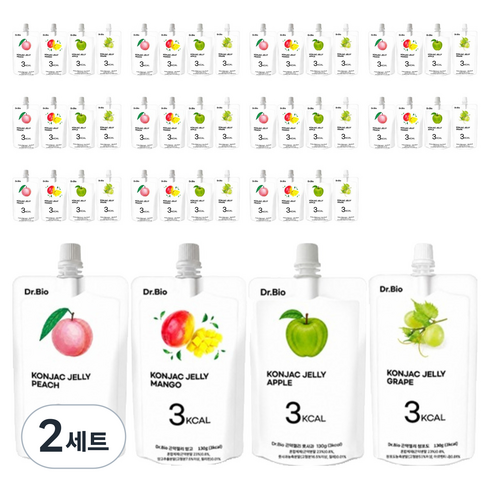 파우치 곤약젤리 130g 복숭아 12p + 사과 12p + 망고 12p + 청포도 12p 세트, 2세트