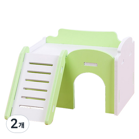 더플로우컴퍼니 햄찌를 위한 알록달록 하우스 15 x 10.5 x 10 cm, G 그린, 2개