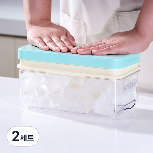 하우심플 시즌4 미들푸쉬 얼음트레이 세트, 민트베이지, 2세트