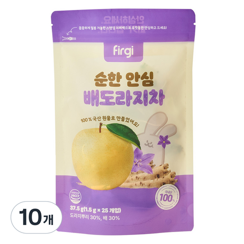 퍼기 순한 안심 배도라지 차, 37.5g, 25개입, 10개