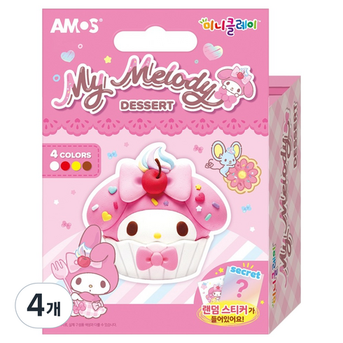아모스 산리오 마이멜로디 디저트 4색 미니클레이, 30g, 4개